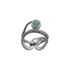 Sterling Silver Opal Snake Adjustable Cuff Ring