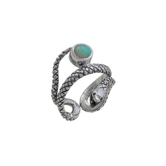 Sterling Silver Opal Snake Adjustable Cuff Ring