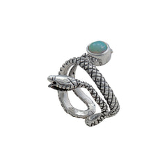 Sterling Silver Opal Snake Adjustable Cuff Ring