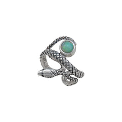 Sterling Silver Opal Snake Adjustable Cuff Ring