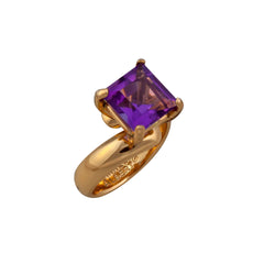 Alchemia Amethyst Square Prong Set Adjustable Ring