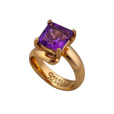Alchemia Amethyst Square Prong Set Adjustable Ring