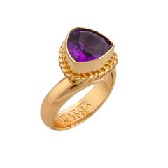 Alchemia Amethyst Trillion Rope Adjustable Ring