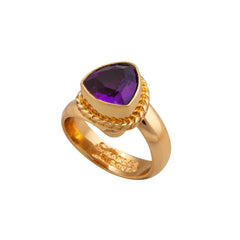 Alchemia Amethyst Trillion Rope Adjustable Ring