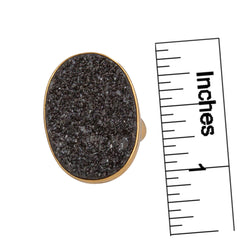 Alchemia Black Druse Oval Adjustable Ring