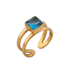 Alchemia Lab Created Blue Zircon Adjustable Cuff Ring
