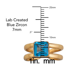 Alchemia Lab Created Blue Zircon Adjustable Cuff Ring