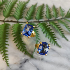 Alchemia Lab Created Tanzanite Oval Prong Set Adjustable Ring