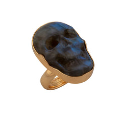 Alchemia Labradorite Skull Adjustable Ring - Small