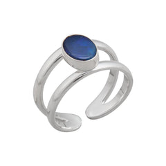 Sterling Silver Australian Opal Adjustable Cuff Ring