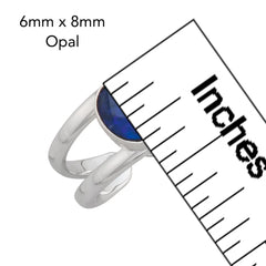 Sterling Silver Australian Opal Adjustable Cuff Ring