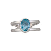 Sterling Silver Blue Topaz Adjustable Cuff Ring