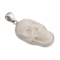 Sterling Silver Bone Skull Pendant - Large