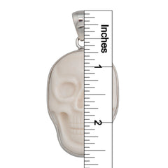 Sterling Silver Bone Skull Pendant - Large