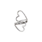 Sterling Silver Double Heart Hammered Adjustable Ring