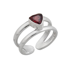 Sterling Silver Garnet Adjustable Cuff Ring