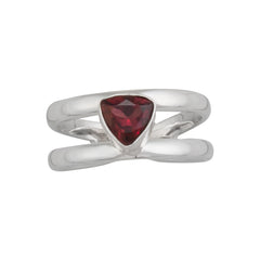Sterling Silver Garnet Adjustable Cuff Ring