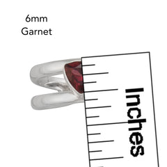 Sterling Silver Garnet Adjustable Cuff Ring