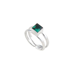 Sterling Silver Green Quartz Adjustable Cuff Ring