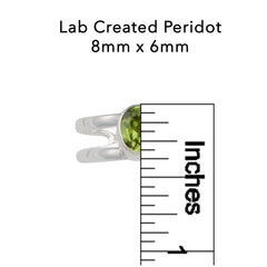 Sterling Silver Lab Created Peridot Adjustable Cuff Ring