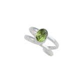 Sterling Silver Lab Created Peridot Adjustable Cuff Ring