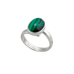 Sterling Silver Malachite Petite Adjustable Ring