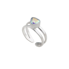 Sterling Silver Mercury Mist Trillion Adjustable Cuff Ring