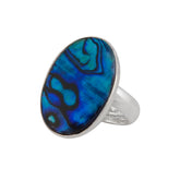 Sterling Silver Blue Abalone Adjustable Ring