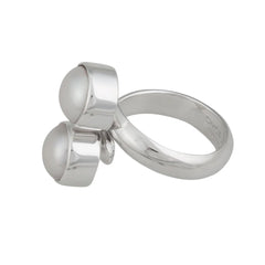 Sterling Silver Pearl Bypass Adjustable Ring
