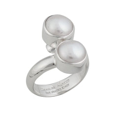 Sterling Silver Pearl Bypass Adjustable Ring