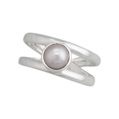 Sterling Silver Pearl Adjustable Cuff Ring