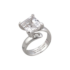 Sterling Silver Clear Quartz Prong Set Adjustable Ring