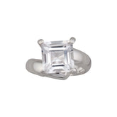 Sterling Silver Clear Quartz Prong Set Adjustable Ring