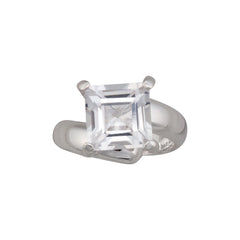 Sterling Silver Clear Quartz Prong Set Adjustable Ring