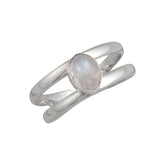 Sterling Silver Rainbow Moonstone Adjustable Cuff Ring