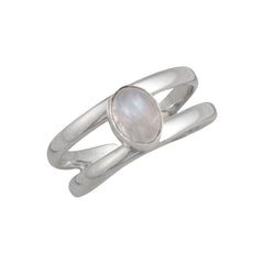 Sterling Silver Rainbow Moonstone Adjustable Cuff Ring