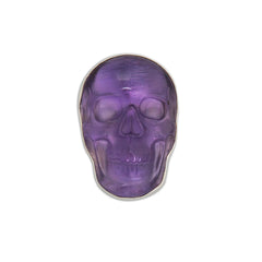 Sterling Silver Amethyst Skull Adjustable Ring