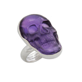 Sterling Silver Amethyst Skull Adjustable Ring
