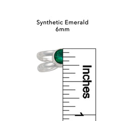 Sterling Silver Synthetic Emerald Adjustable Cuff Ring