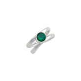 Sterling Silver Synthetic Emerald Adjustable Cuff Ring