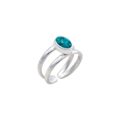 Sterling Silver Turquoise Adjustable Cuff Ring