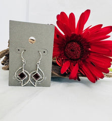 Sterling Silver Garnet Drop Earrings - Crimson Angel