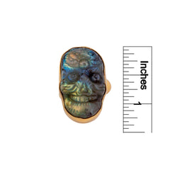 Alchemia Labradorite Sugar Skull Adjustable Ring