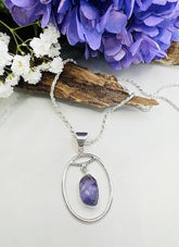 Sterling Silver Rough Amethyst Pendant (Pendulum)