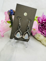 Sterling Silver Rainbow Moonstone Infinity Drop Earrings