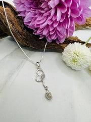 STERLING SILVER DOUBLE HERKIMER DIAMOND HEART PENDANT - SOPHISTICATED