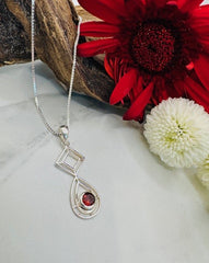 Sterling Silver Garnet Pendant - Fire & Form
