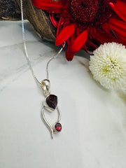 Sterling Silver Garnet Pendant - Raw Radiance
