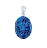 Sterling Silver Oval Blue Abalone Pendant
