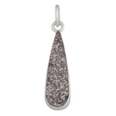 STERLING SILVER PLATINUM DRUSE TEARDROP PENDANT